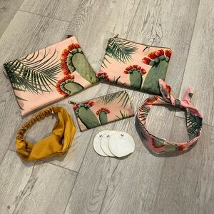 The Honest Company Pink and Green Cactus Accessory Set